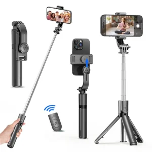 Selfie Stick Tripod with Detachable Bluetooth Remote,