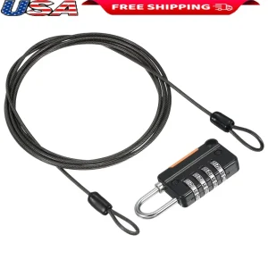 4 Digit Combination Lock with Steel Cable