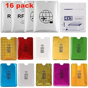 16 RFID Blocking Sleeves Set 10 Credit Card Holders and 4 Passport Protectors
